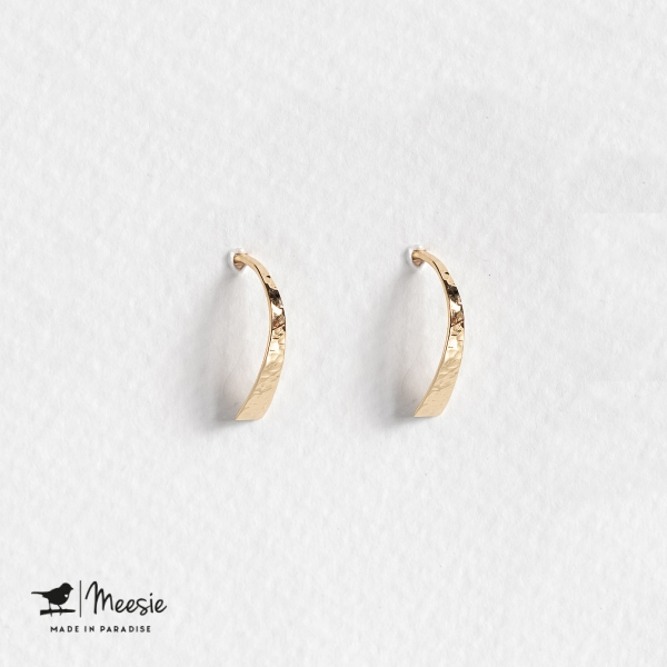 Oorbellen Grace medium gehamerd goud op zilver - 3 sets Oorbellen Grace medium gehamerd goud op zilver - 3 sets